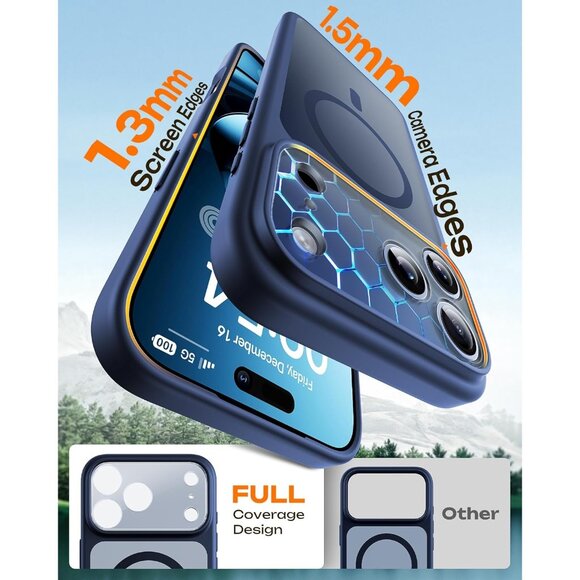 Dark Blue Iphone 17 Pro Max Full Camera Protection Translucent Matte Phone Case - Picture 7 of 8